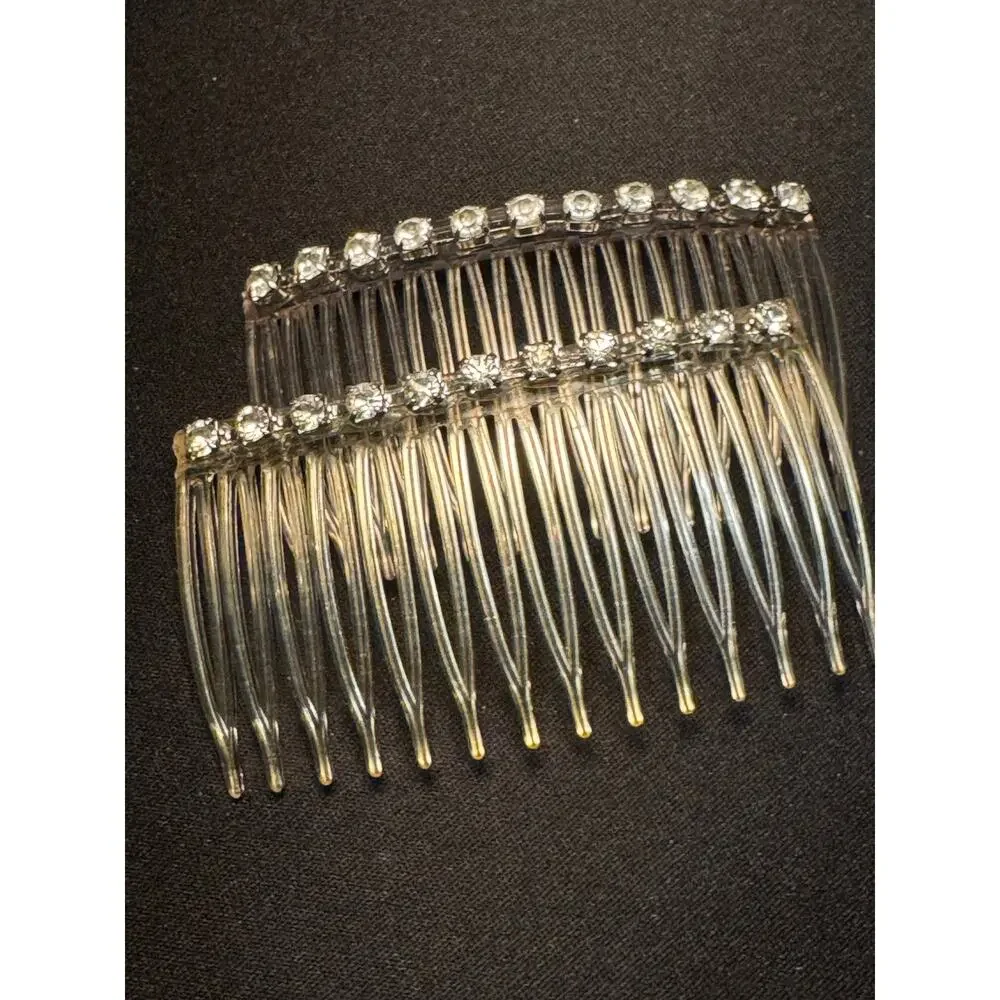 Vintage USA Set of Hair Combs w/ Rhinestones